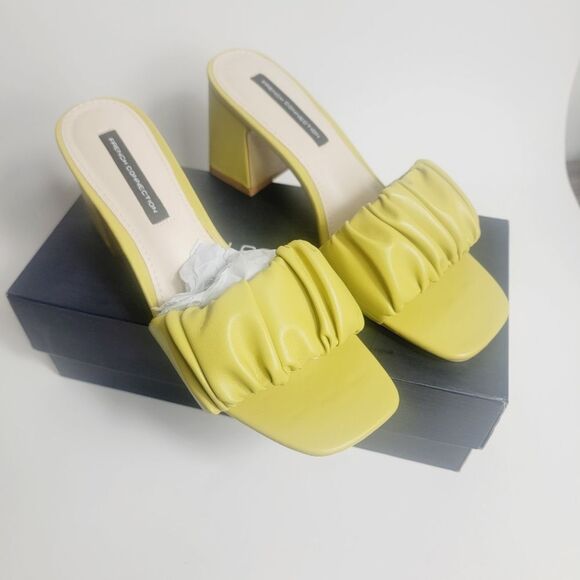 French Connection Challenge Yellow Vegan Leather Slip On Sandals Size 7.5 NIB - Picture 8 of 12